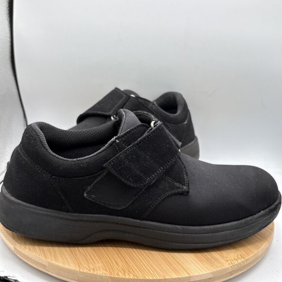 Orthofeet Bismarck 525 Men's 11D Black Orthotic Stretch Shoes Hook Loop Diabetic - Picture 1 of 7